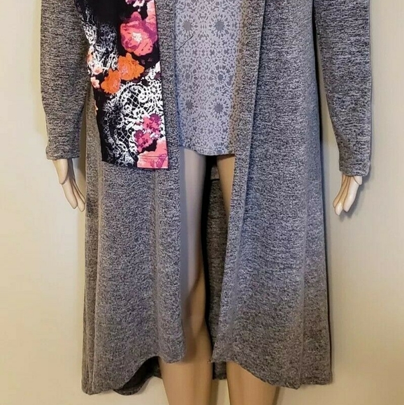 NWT 3PC SET LuLaRoe S Top, CP S Duster, CP Tween - OS 4 Lace Pink Roses Leggings - Picture 6 of 15